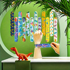 12pcs Dinosaur Slap Bands Snap Bracelets Wristbands Party Favors