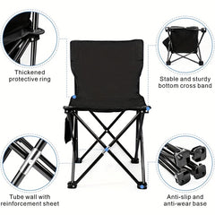 Portable Folding Chair with Side Pocket and Storage Bag for Outdoor Activities