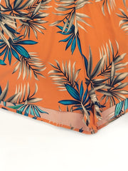 Boho Shorts Women's Plus Leaf Print High Rise Casual Shorts