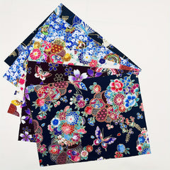 5pcs Japanese Style Bronzing Butterfly Flower Cotton Quilting Fabric
