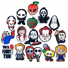 16pcs Halloween Skull Shoe Charms Horror Movie Collection For Clogs Sandals