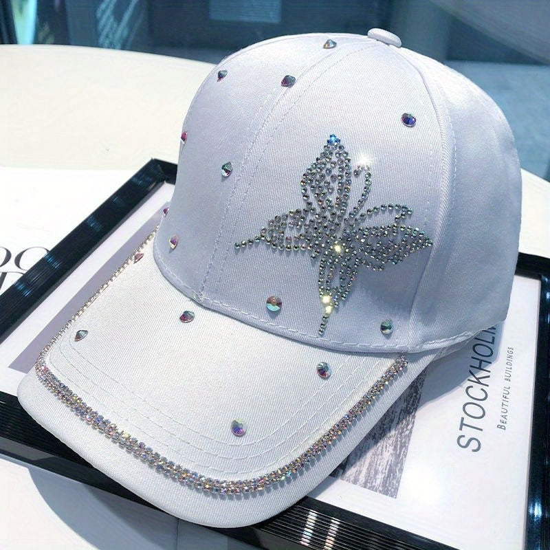 Summer Butterfly Hat Rhinestone Cap Fashion Baseball Cap