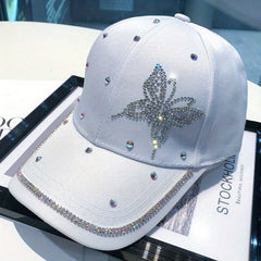 Summer Butterfly Hat Rhinestone Cap Fashion Baseball Cap