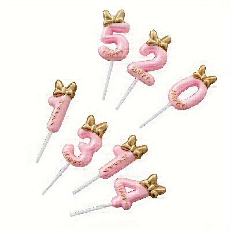 Bowknot Birthday Number Candle Princess 0 9 Number Candles Cake Decor