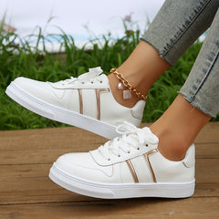 Women's Lace Up Flat Sneakers Outdoor Sport Shoes