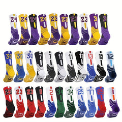 Men's Pro Basketball Mid Calf Socks High Elastic Sweat Absorbing Non Slip