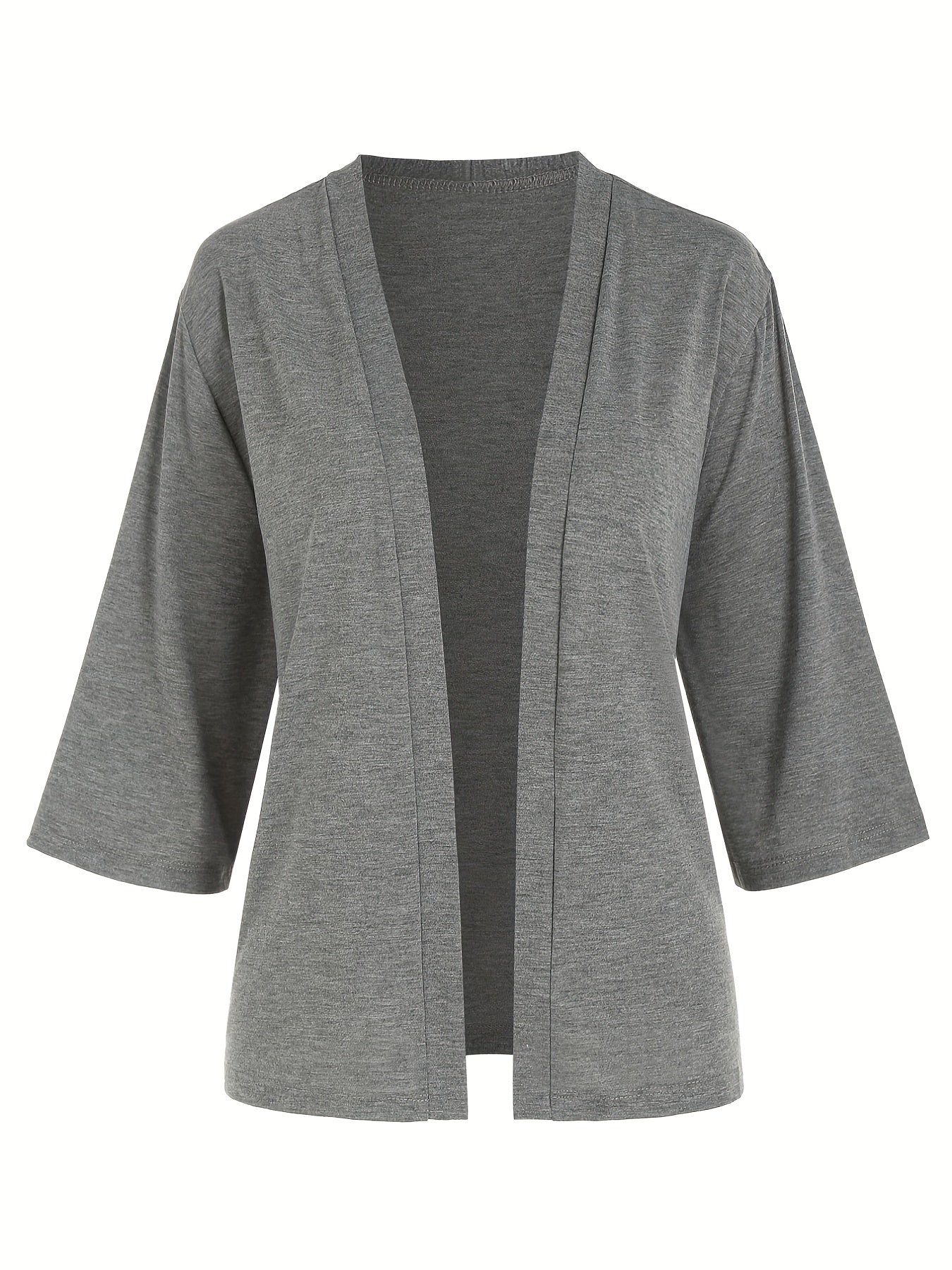 Basic Cardigan Women's Plus Plain Open Front Thin Cardigan