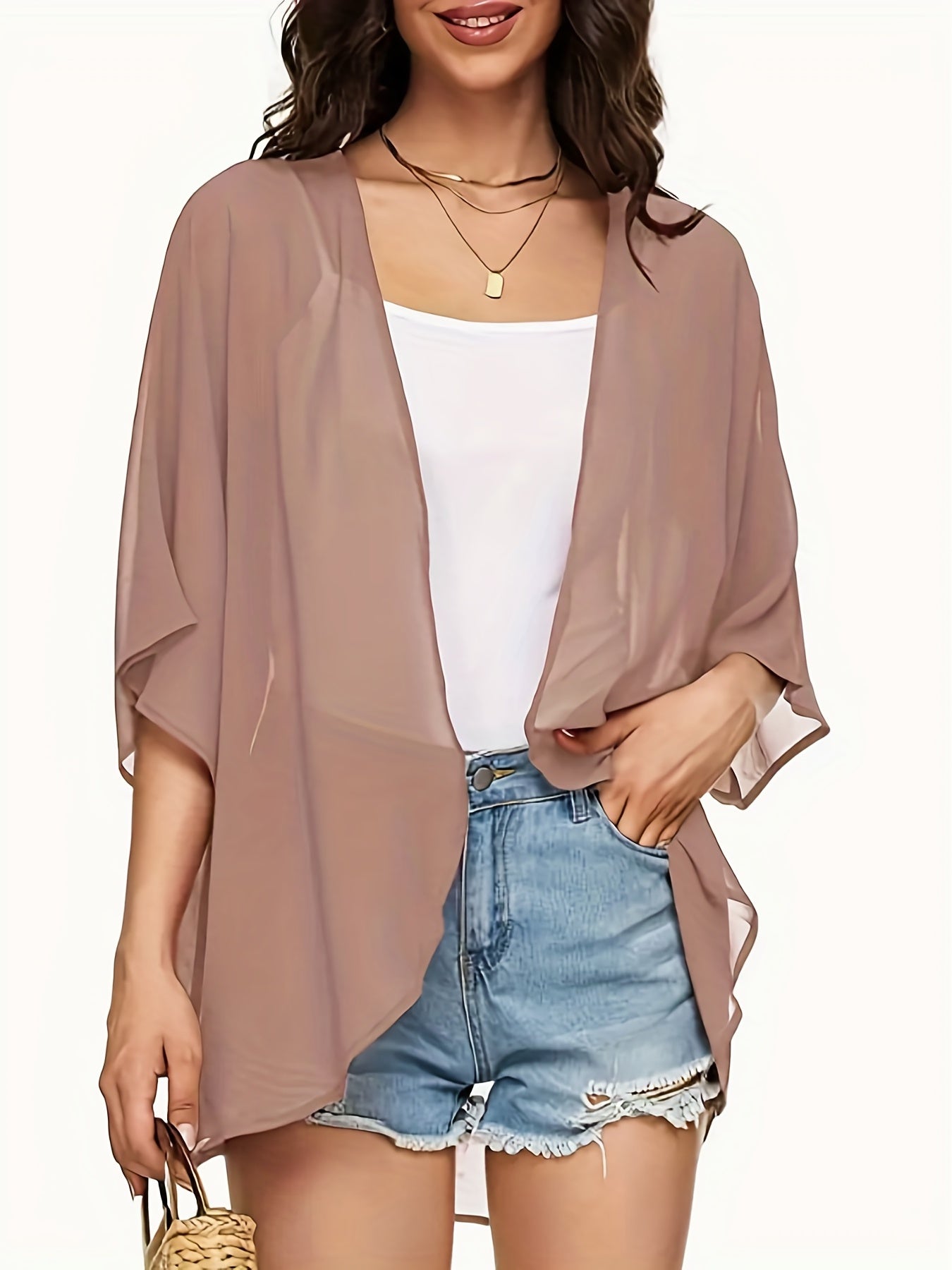 Casual Kimono Women's Plus Sheer Cardigan