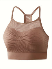 Sports Bra Women's Plus Hole Mesh Racer Back Shockproof Padded