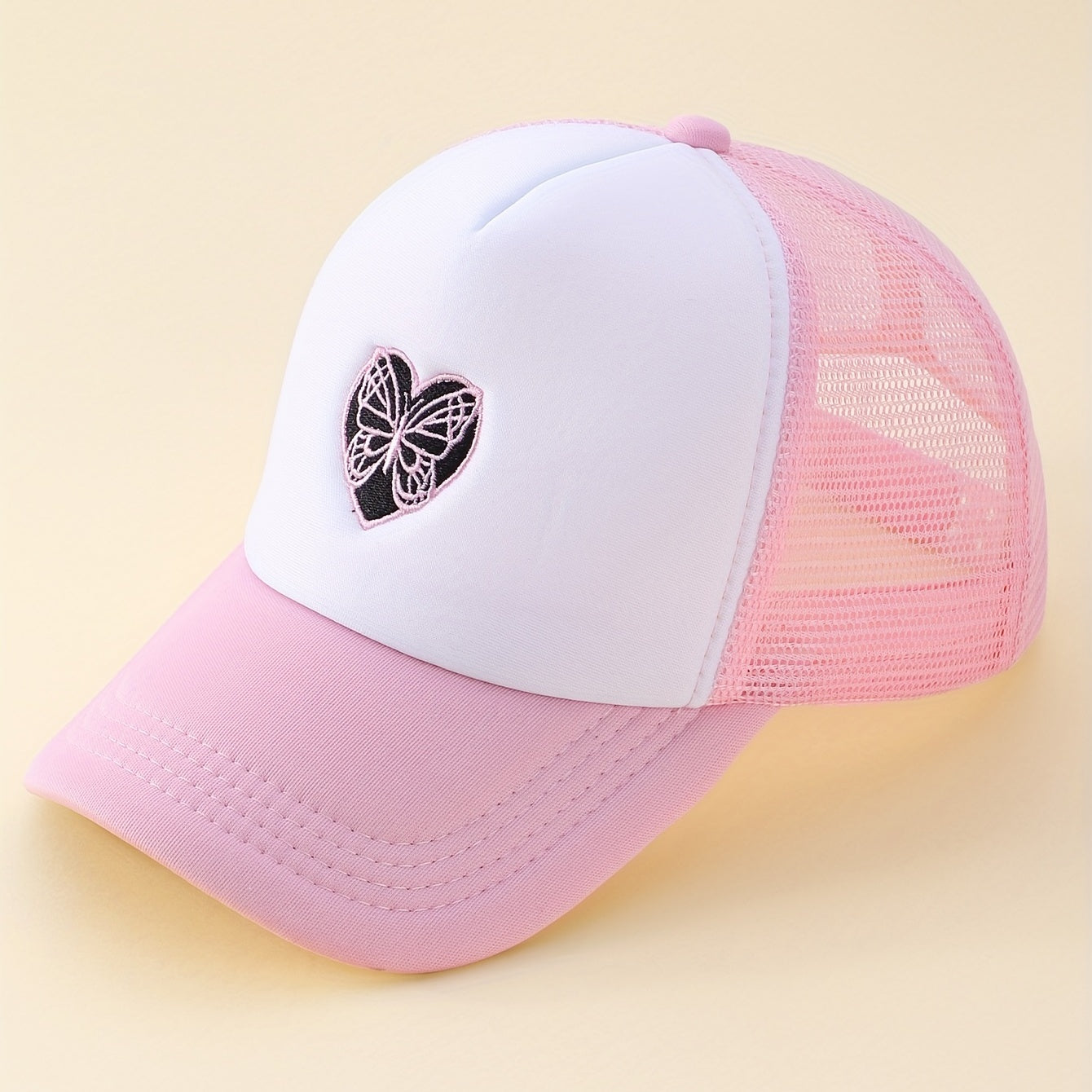 Butterfly Heart Embroidery Trucker Hat Cartoon Block Baseball Cap