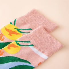 Funny Pattern Cotton Mid Tube Socks For Sports Women