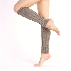 Twist Knitted Leg Warmers Knee High Socks Women's Stockings