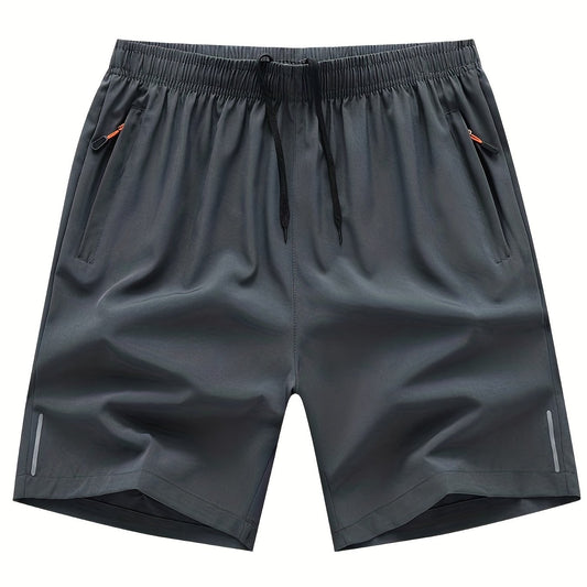 Men's Breathable Shorts With Zipper Pockets Drawstring Elastic Waist