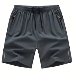 Men's Breathable Shorts With Zipper Pockets Drawstring Elastic Waist