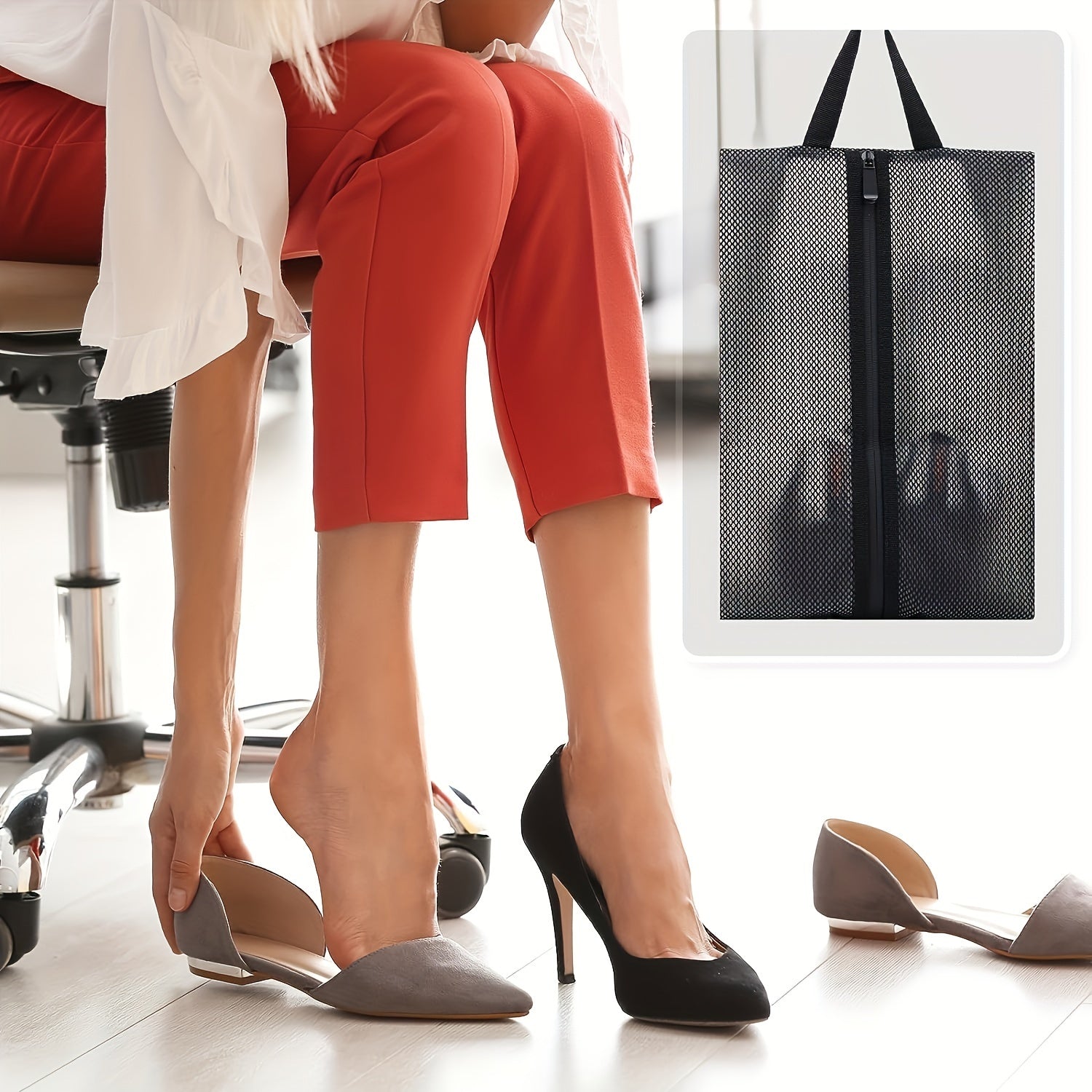 Waterproof Portable Shoe Storage Bag with Handle Zipper