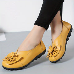 Women's Flower Decor Flat Shoes Solid Low Top Slip On Shoes
