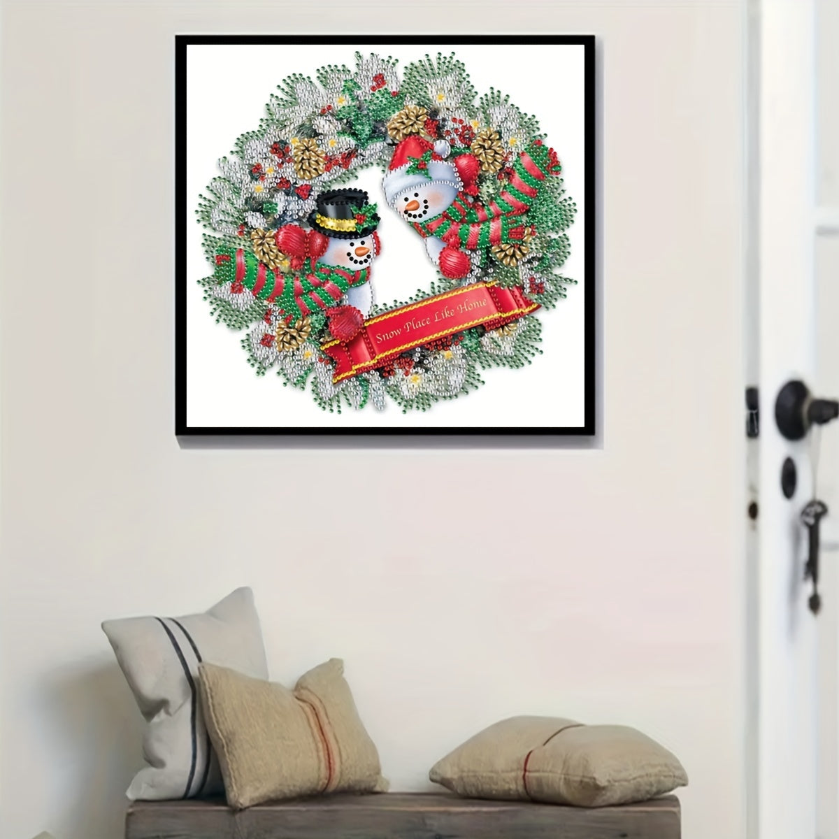 Christmas Snowman Wreath Diamond Painting Kit 5D DIY Special Shape