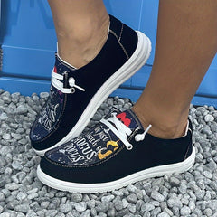 Women's Slogan Print Skateboard Shoes Lightweight Sneakers