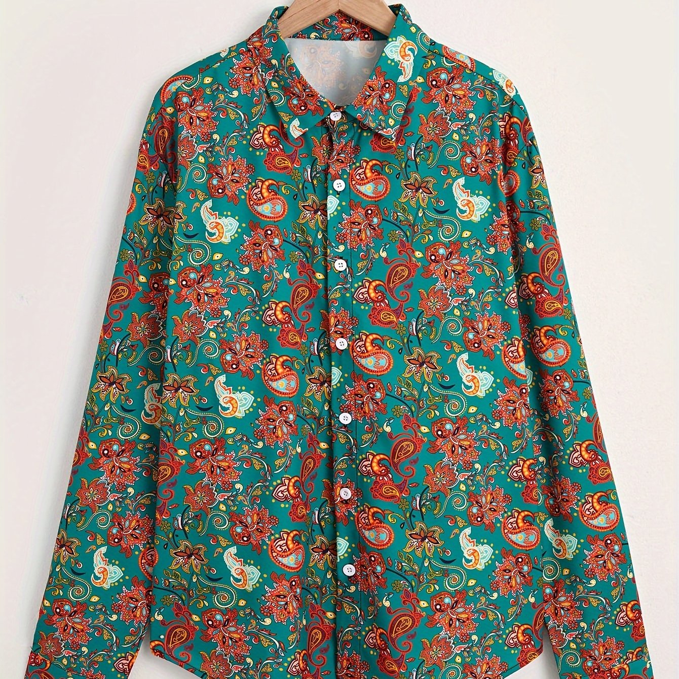 Paisley Pattern Men's Long Sleeve Shirt For Autumn