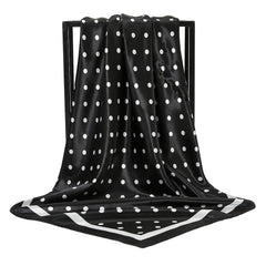 Geometric Round Dot Bandana 35 Square Scarf Large Satin Scarf Dots Pattern Heads