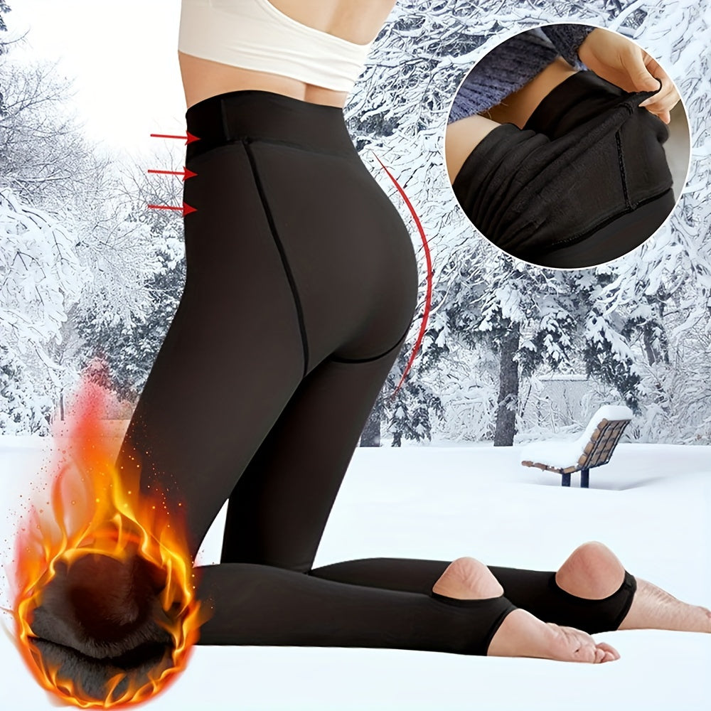 Plush Lined Tights Opaque High Waist Slim Leggings