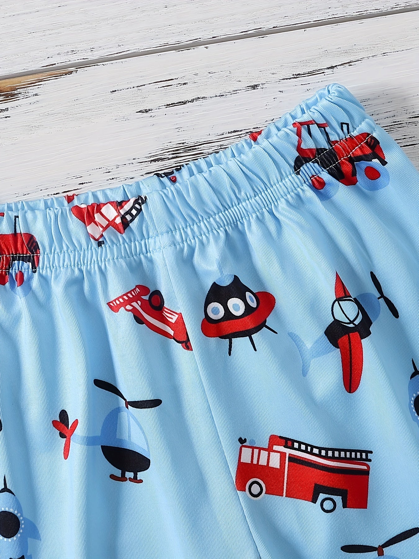 2pcs Vehicle Pattern Toddler Kid's Pajamas Set Boy's Loungewear