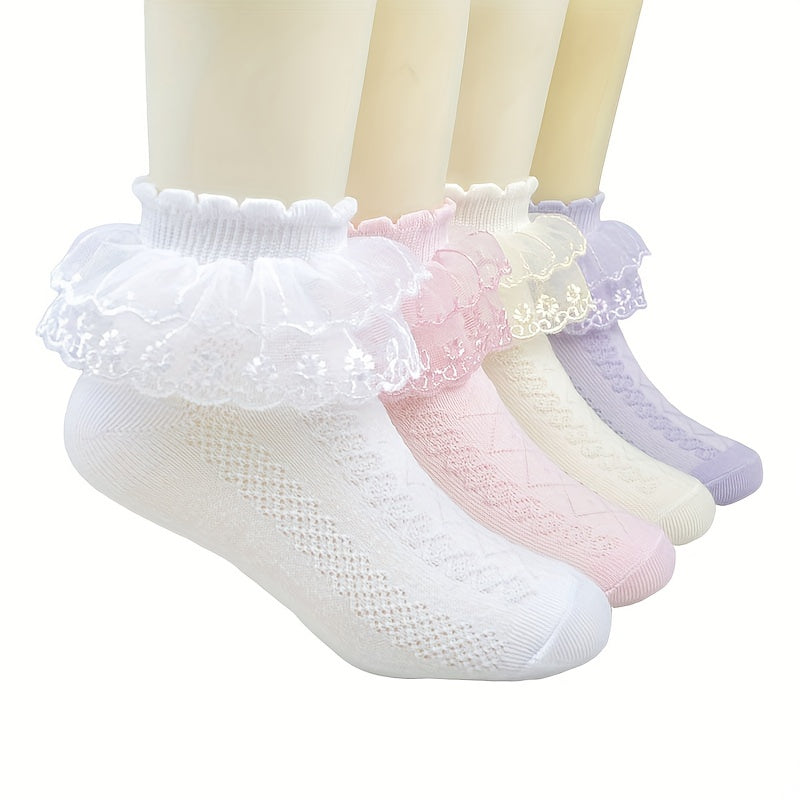 Girls Lace Patchwork Sweet Princess Socks 6 Pairs