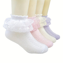 Girls Lace Patchwork Sweet Princess Socks 6 Pairs