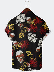 Men's Top Gear & Skull Print Hawaiian Shirt