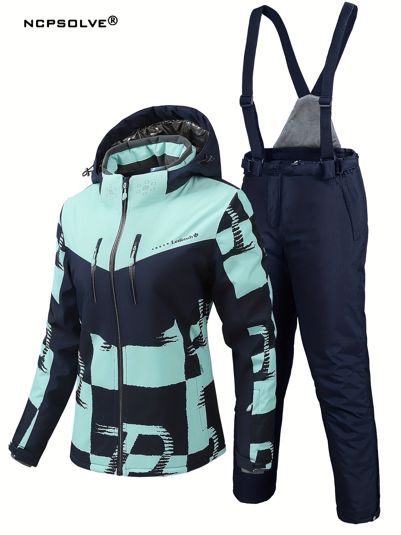 Windproof Ski Set Hooded Jacket & Trouser Women's Activewear