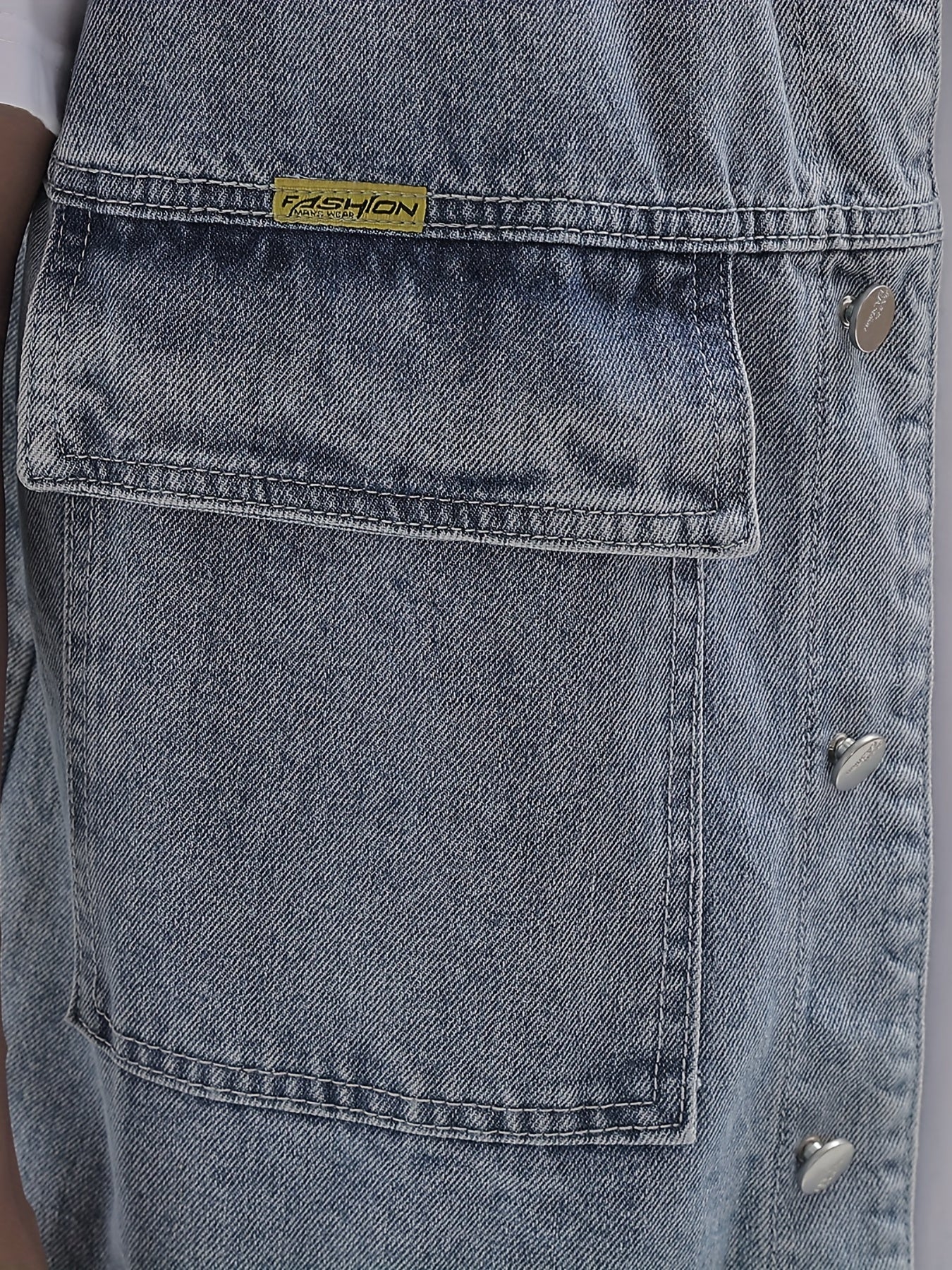 Men's Classic Crucifix Pattern Denim Vest Street Style Waistcoat Spring Summer