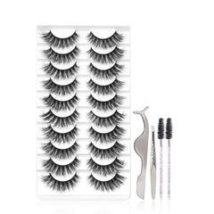 10 Pairs Fluffy Natural False Eyelashes Set with Tools