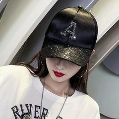 Glitter A Patch Baseball Cap Solid Y2K Sun Hats Hip Hop Dad Hat