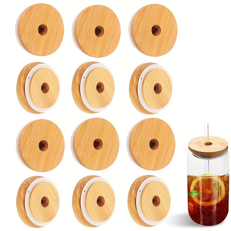 Reusable Bamboo Lid w/ Straw Hole for Mason Jars & Cups