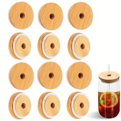Reusable Bamboo Lid w/ Straw Hole for Mason Jars & Cups
