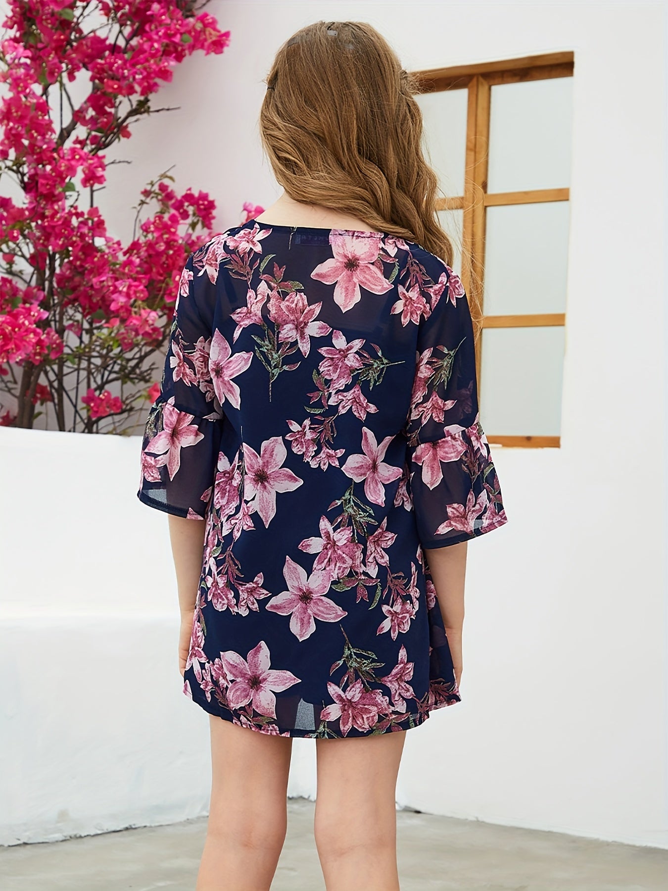 Girl's Floral Chiffon Beach Cardigan Cover Up