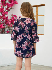 Girl's Floral Chiffon Beach Cardigan Cover Up