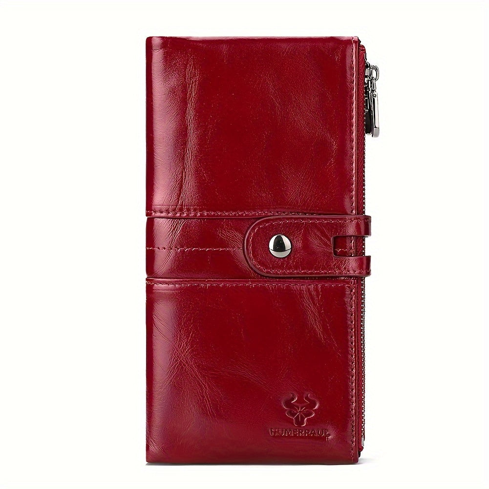 Women's Top Grain Leather Bi fold Wallet with Snap Closure