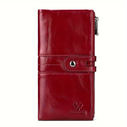 Women's Top Grain Leather Bi fold Wallet with Snap Closure