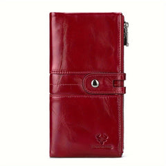 Women's Top Grain Leather Bi fold Wallet with Snap Closure