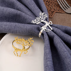 6pcs Christmas Napkin Ring Deer Napkin Holder Cloth Ring Wedding Ornamen