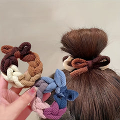 Elastic Braided Bow Hair Band Sweet Headwear