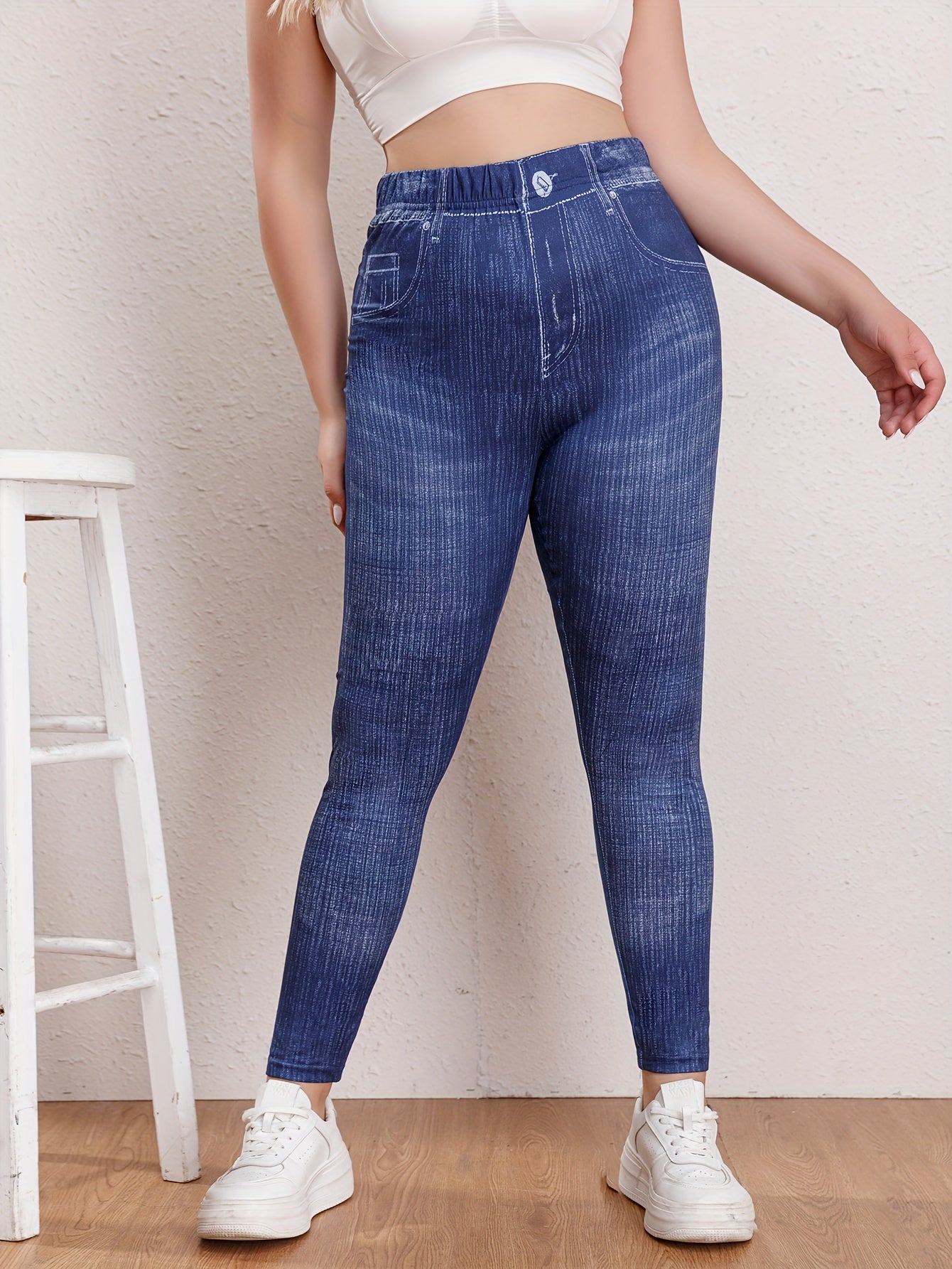 Denim Print High Rise Leggings