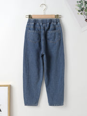 Boy's Striped Denim Pants with Graphic Print