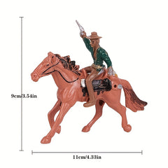 4pcs Western Cowboy and Tribal Figures Set Action Poses Rider Statues Horseback