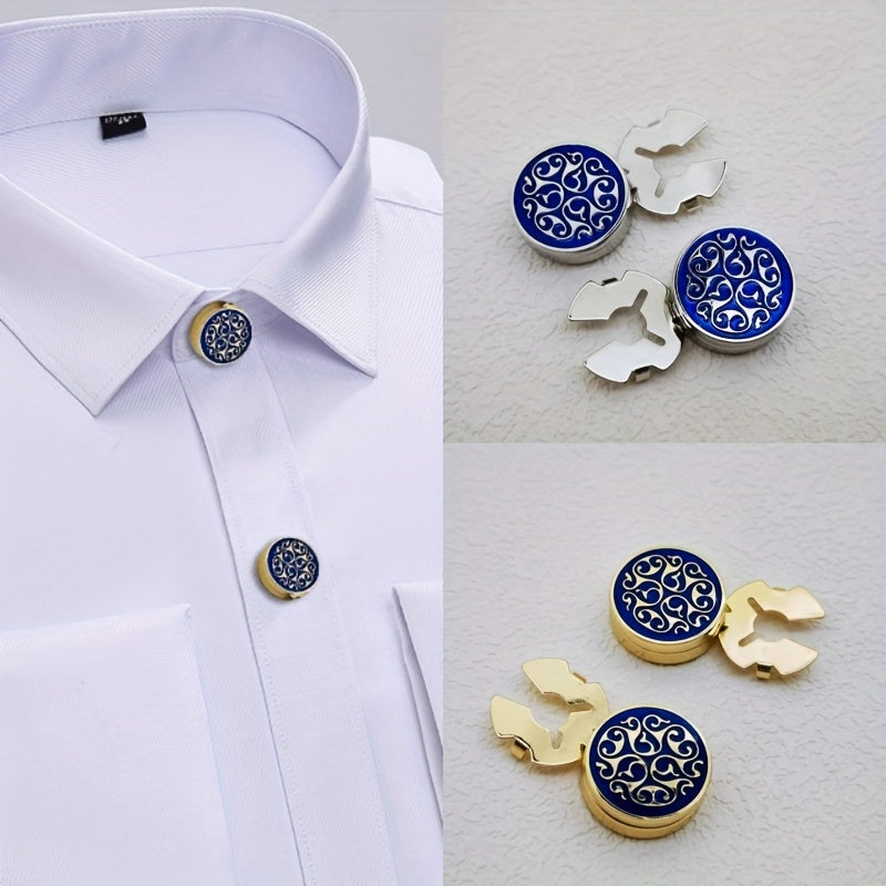 2pcs Golden Button Covers for Men & Women, Hidden Shirt Decoration