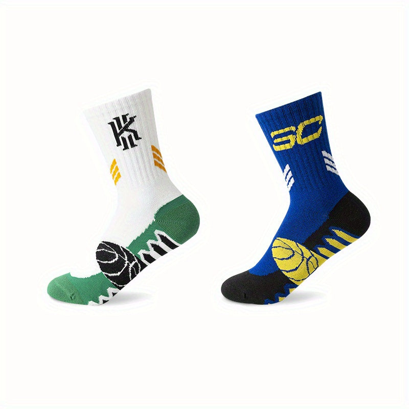 Children's Casual Sports Socks 2 Pairs, Ages 7-15, Football Basketball Running