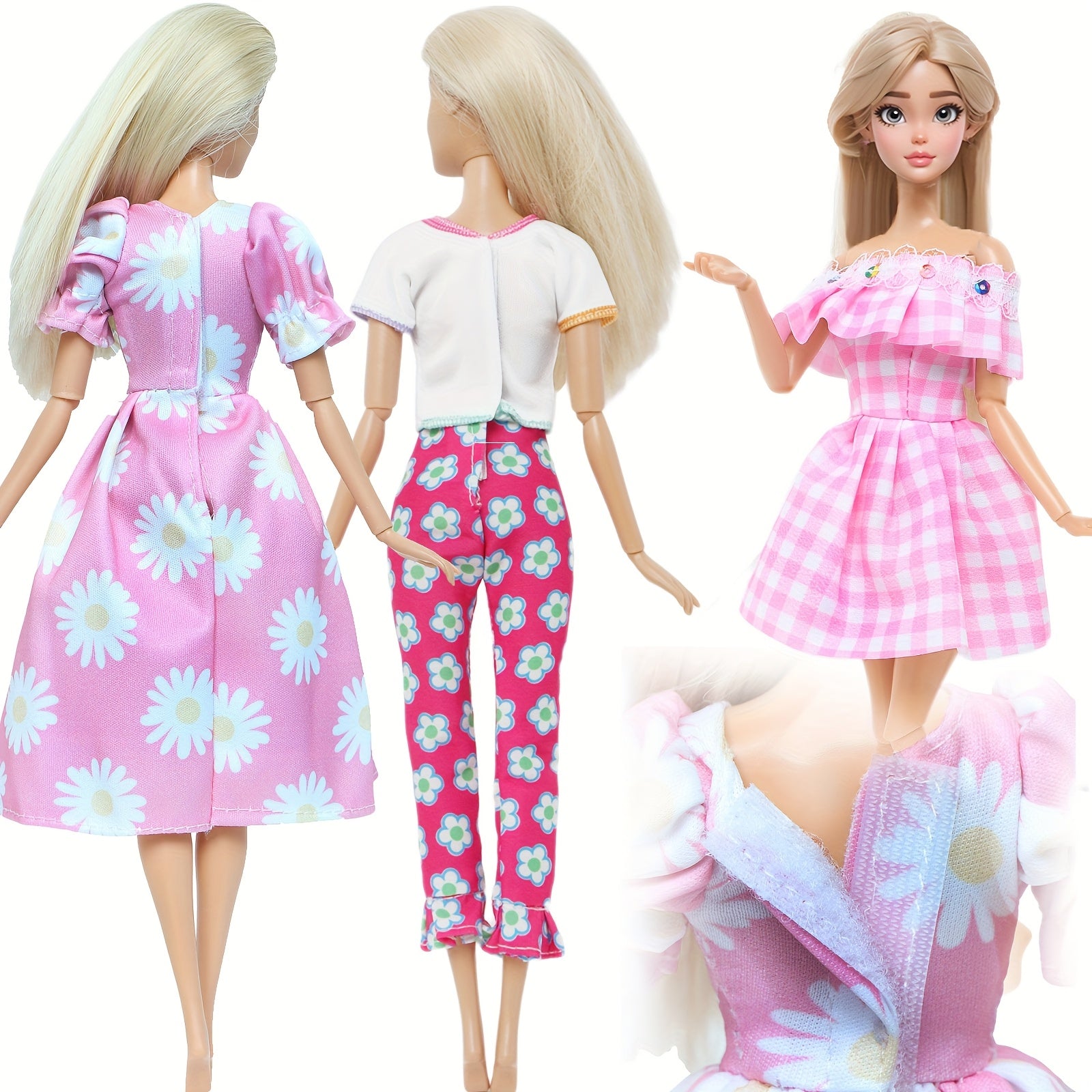 5pcs Clothing Set for 11.5in Dolls: Dresses, Swimsuits, Tops, Pants Outfits