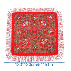 Bohemian Tassel Wrap Vintage Square Large Blanket Scarf