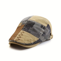 Men's Retro Sunshade Peaked Cap with Plaid Pattern